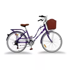 Bicicleta Urbana Vintage Aluminio R24 7v Loving Monk Color Violeta