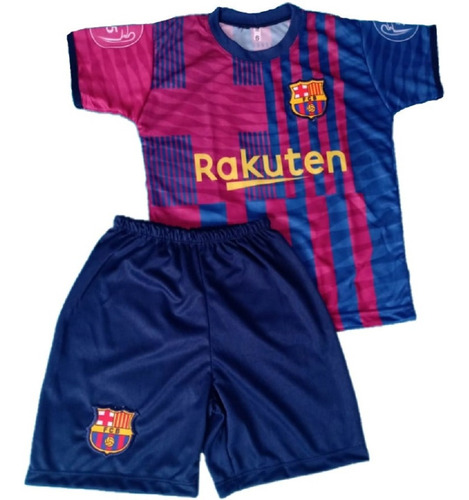 Conjunto Criança Infantil Barcelona Messi Uniforme Time