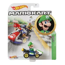 Luigi Standard Kart Hot Wheel Mario Kart Edición Limitada Color Blanco