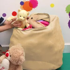 Puff Organizador Infantil Para Bichos De Pelúcia Bege