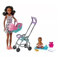 Barbie Skipper Baby Sitters Niñera Con Bebé Y Carreola