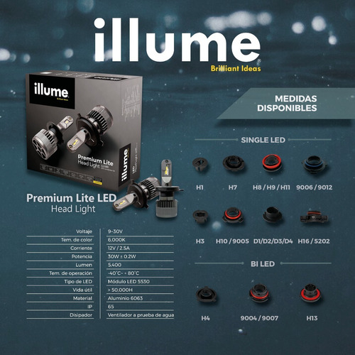 Focos Led Luces Illume Premium Lite H7 H11 9005 9006 H1 Faro Foto 10