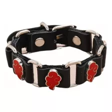 Pulsera Naruto Akatsuki Nube Roja Metal Cuero Sintético