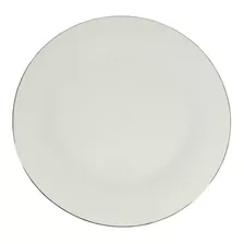 Plato De Cerámica Llano Blanco De Filos Plateado