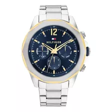 Reloj Tommy Hilfiger Para Hombre De Acero Plateado 1792059 S Color Del Fondo Azul