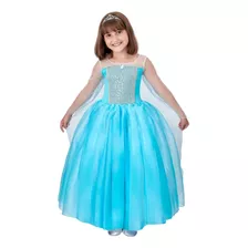 Fantasia Vestido Fantasia Infantil Elsa Frozen Luxo