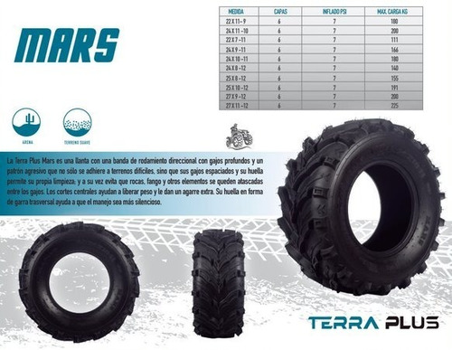 2 Llantas 27x9-12 Mars Cuatrimoto 6 Capas Atv, Rin 12 Foto 5