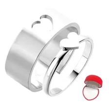 2 Anillos Ajustable De Pareja Plata De Ley Y Caja De Regalo 