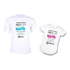 Kit Dia Dos Pais Body Menina + Camiseta Papai