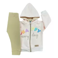 Conjunto Campera Frisa Bordada Y Pantalón Happy 23313yb