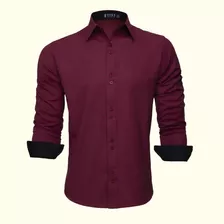 Camisa Social Masculina Slim Manga Longa Marsala