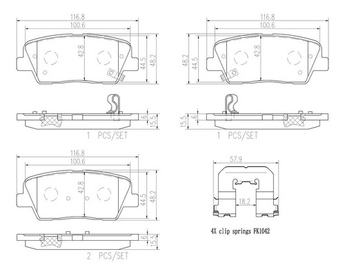 Balatas Traseras Para Kia Sedona Ex 2007 A 2012 Cermica Foto 2