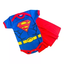 Body Bebe Mesversario Infantil Menino Herói Superman + Capa
