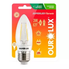 Lâmpada Vela Led Clara 3w E27 Bivolt Branco Quente Ourolux Cor Da Luz Branco-quente