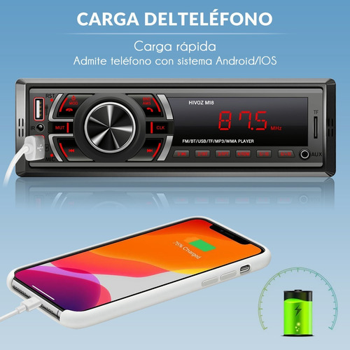 Auto Estereo Coche Reproductor Mp3 Radio Con Bt Aux Tf 2usb Foto 5