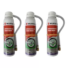 3 Pçs Enche E Tapa Furo Reparador Pneus De Moto 170ml Wurth