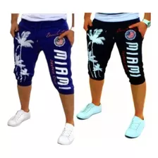 Kit 2 Bermudas Corsário Moletom Academia Fitness Masculino 