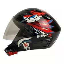 Capacete Aberto Fw3 X Open Eagle Vermelho Azul Inmetro