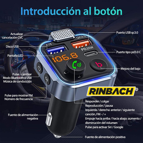 Cargador C Transmisor Bluetooth Fiat Uno 2014 Foto 2