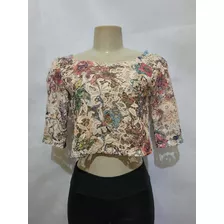 Blusa Colorida Curta Renda Gripir M Usado Bom Estado