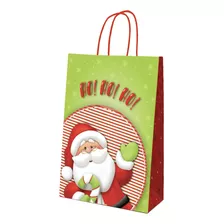 Sacola Natal Noel Festivo Tamanho M 25x31x10 Cm Pct 10 Un