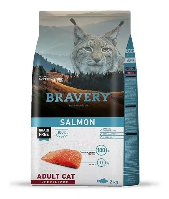 Alimento Bravery Super Premium Sterilized Para Gato Adulto Sabor Salmón En Bolsa De 2kg