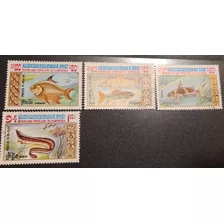 Sello Postal Camboya - Peces 1983