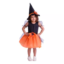 Fantasia De Halloween Infantil Menina Gatinha Laranja