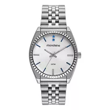 Relogio Mondaine Feminino Prata Grande Strass Azul Original