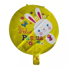 Pack X 10 Globos Feliz Pascua Conejo Con Flores 18 PLG 