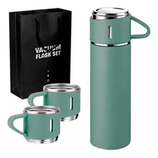 Set Termos Agua Caliente + 3 Tazas Vacuum Verde