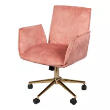 Silla De Oficina Ejecutiva De Terciopelo Ajustable Moderna Color Rosa