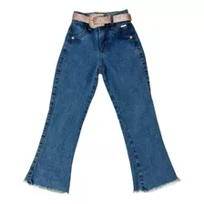 Calça Flare Jeans Lycra Feminina Infantil Moda Blogueirinha 