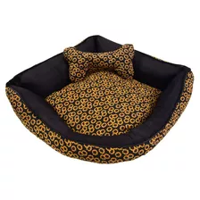 Colchonete Cama Pet Caminha Casa Laura Enxovais Girassol Com Almofada Ossinho Estampado Luxo 100% Algodão Tamanho Extra Grande