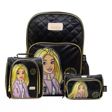 Pack Mochila Barbie Gold Oficio Deluxe Lonchera Cartuchera