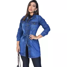 Jaqueta Jeans Parka Sobretudo Casaco Elastano Premium