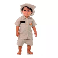 Fantasia Safari Bebe Menino Com Camisa Bermuda Chapéu E Nf