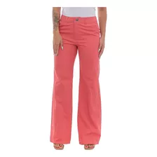 Calça Wide Leg Feminina Jeans Sarja Cintura Alta Alfaiatada