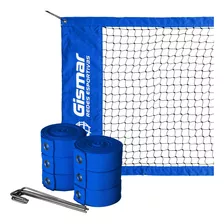 Kit Beach Tennis Azul - Rede 4 Faixas Pro + Fita Marcação