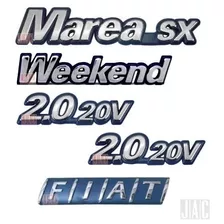 Emblemas Marea Weekend Sx + Lateral 2.0 20v + Fiat - 98 À 01