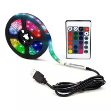 Fita Led Rgb 3 Metros Controle Remoto 16 Cores Usb Tv Pc