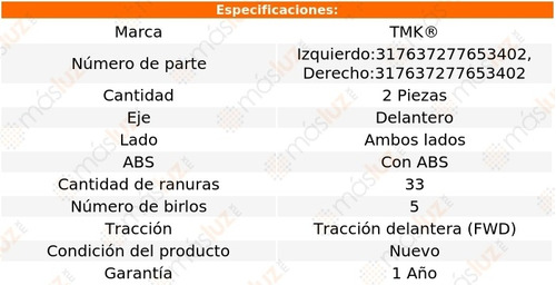 2- Mazas Delanteras Con Abs Zafira 1.8l 4 Cil 2002/2005 Tmk Foto 2