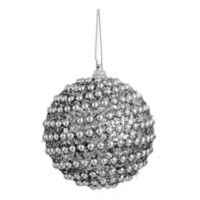 Adorno Bola Navideña Perlas Plata 8cm Decoracion Navidad