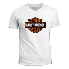 Camiseta Cuello V Harley Davidson Logo Motos Ivk