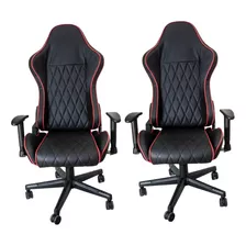 2 Sillas Gamer Escritorio Ergonomica Reclinable Vistas Rojas Color Negro Y Rojo Material Del Tapizado Cuero Sintético