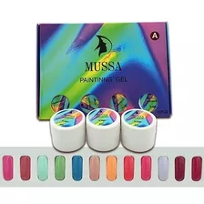 Gel Painting Semipermanente Para Uñas Mussa 12 Pz - A Elegir Gama D