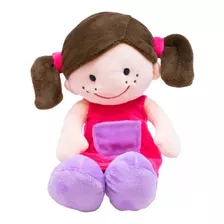 Boneca De Pano Sorridente Roupa Pink 29cm