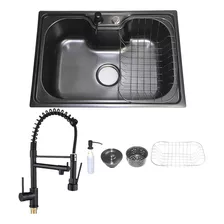 Kit Cuba Gourmet Aço Inox 201 Preto + Torneira Monocomando