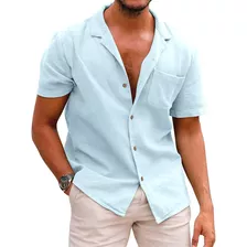 Camisas Azul Talla: M Con Botones Para Hombre Coofandy
