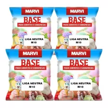 Kit 4 Liga Neutra M10 Para Sorvetes Picolés Marvi 1kg Cada